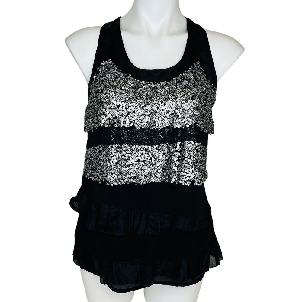 Miss Me Ruffle Sequin Tank Top Size S